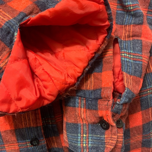 Vintage Quilted Lined Flannel Long Sleeve Plaid Button Up Shacket Unisex Sz L - Picture 7 of 8